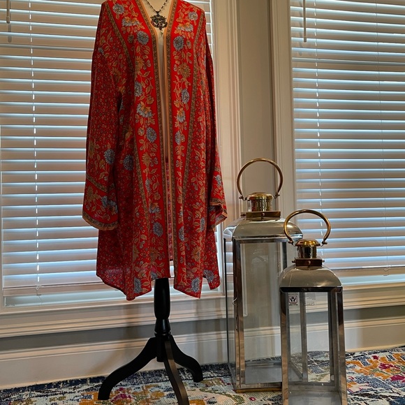 Red Multicolored Kimono Red Aztec Bohemian style kimono. Kimono only - Picture 14 of 15